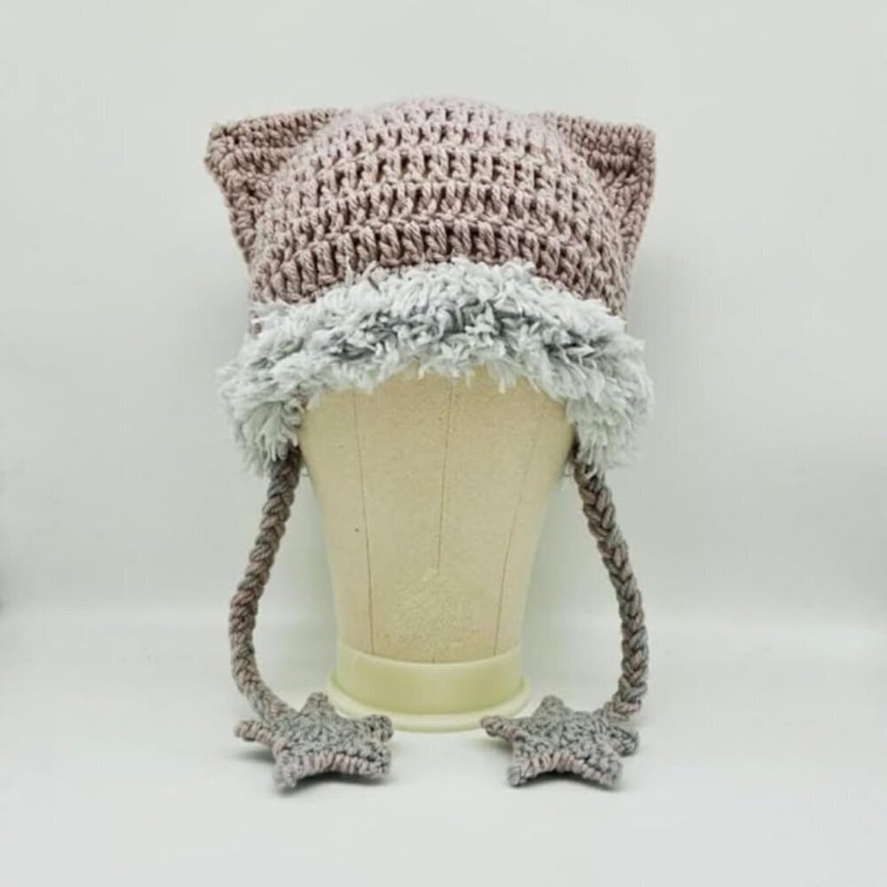 Women’s Y2K Cat Beanie Knit Hat Crochet Grunge Casual Accessories - Picture 6 of 8